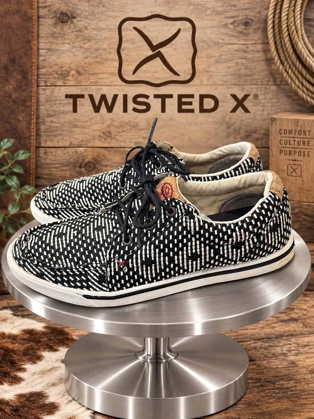 Twisted X Hooey Loper WHYC017 Black White Women’s Shoes Size 8M